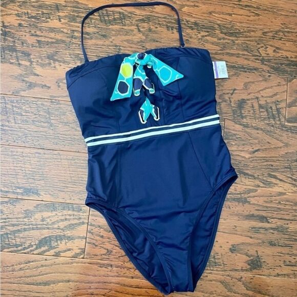 🆕️Trina Turk MADE IN THE SHADE BANDEAU ONE PIECE SWIMSUIT Sz 6 - Picture 3 of 16